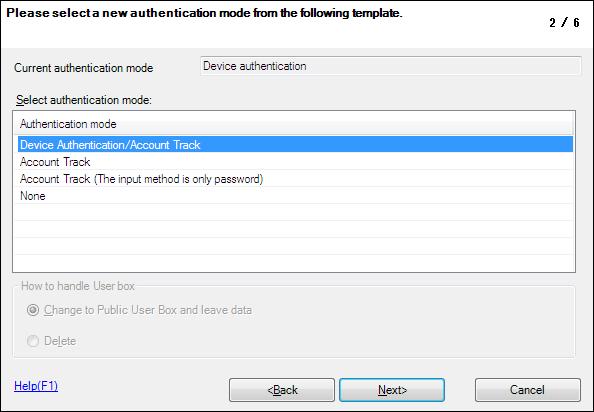 1 Access the machine through [Authentication Settings/Address Settings] mode of Data Administrator. Click [Authentication settings] of the function selection tree.