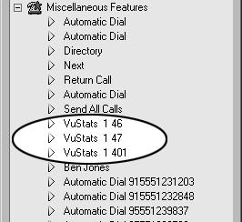 Adjusting intervals for monitoring VuStats 2. Select the VuStats information to view by double-clicking the associated entry in the Phone Features window.