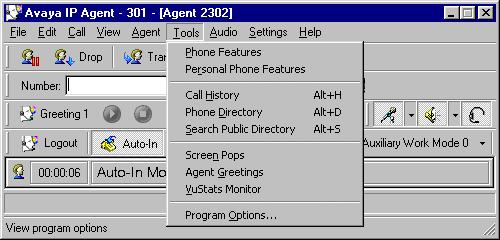 Chapter 11: Dialog Reference Tools menu The following items are available on the Tools menu: Phone Features - Selecting this item displays the Phone Features window which, lists the feature buttons