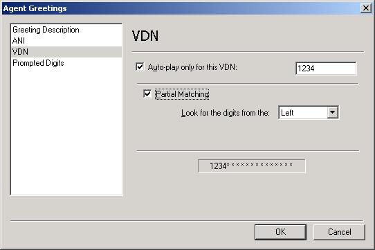 Chapter 11: Dialog Reference VDN settings The VDN dialog box contains the following controls: Auto-play only for this VDN - When this check box is enabled, this agent greeting is played if the VDN on
