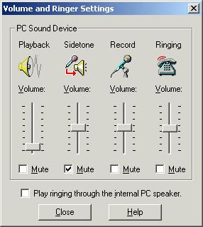 Audio settings Volume and Ringer Settings dialog box Only the Ringer controls are available for those environments using the Windows Terminal Services edition of Avaya IP Agent on a Citrix Metaframe