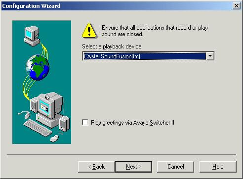 Avaya IP Agent displays the next window of the Configuration Wizard.