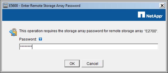 9. The system prompts for the administrator password of the remote array. 10. The acknowledgement of mirror group creation now appears. If ready, select Yes to create the first mirrored pair. 11.