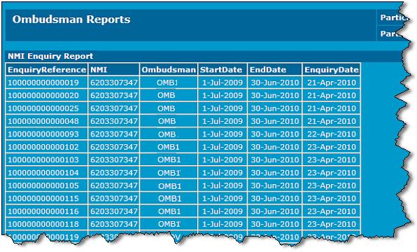 MSATS User Interface Guide - Chapter 2 Ombudsman 2. The Ombudsman Reports screen displays, type the NMI number and click Report. 3.