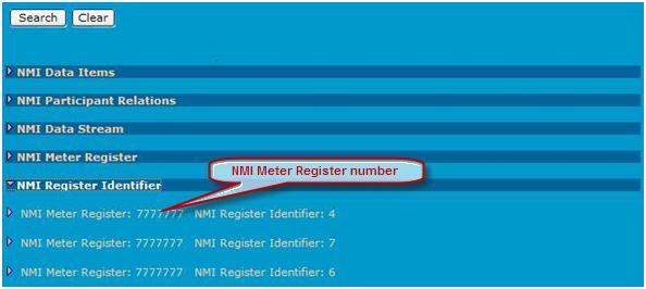 Click the NMI Meter Register number to display further details. 5.