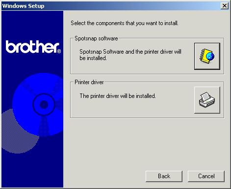 Printing Data From a Computer Running Windows 3 Click the top button (Windows). Windows button A dialog box appears, allowing you to select what to install.