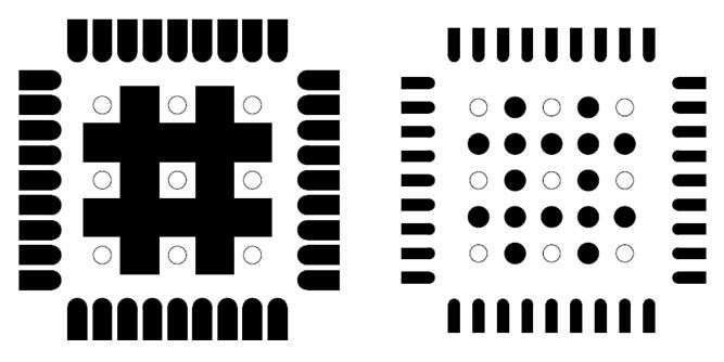 CC2510EM reference design [1] and the CC2511 USB Dongle reference design [2]. Figure 13: Left: Top Solder Resist Mask (negative). Right: Top Paste Mask. Circles are Vias.