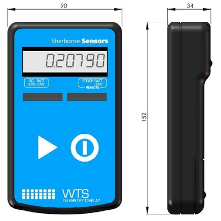 Powered by two standard alkaline AA batteries. Waterproof to IP65 NEMA 4. WTS-HS Handheld display for connection to a single WTS Wireless Inclinometer.