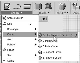 In the Create toolbar, select the Create Sketch command by left-clicking once on the icon. 2.