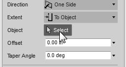 The To Object option instructs the software to calculate the extrusion distance