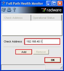 17. Another Next Hop Router box appears for interface 192.162.40.1. Select Full Path Health Monitor.