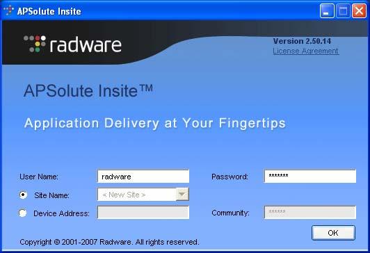 1. Log into the APSolute using the default credentials which
