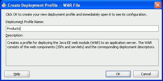 Step 4: Test and Deploy the Standards-Based Portlet Figure 5 36 Create Deployment Profile - WAR File Dialog Box 5.