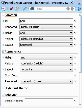 Step 4: Add Layout Components to the Page Figure 3 28 Changing the Properties of the Panel Group Layout 14. For the purposes of this tutorial, let's add a Status Indicator.
