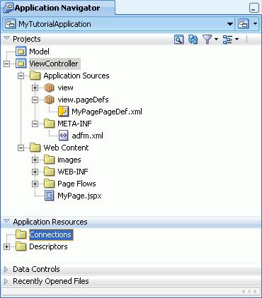 Step 2: Create a Connection for the Documents Service Figure 4 7 Connections Folder in the Application