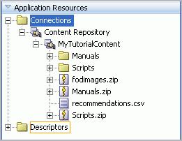 Step 3: Add the Document Library Task Flow to Your Application Figure 4 10 New Connection in the Application Resources Panel Note: To learn more about configuring and using WebCenter Services, refer