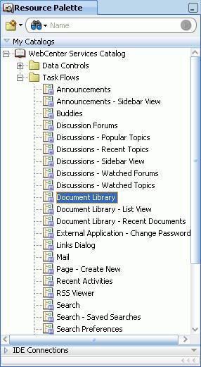 Step 3: Add the Document Library Task Flow to Your Application Figure 4 14 Document Library Task Flow in the Resource Palette 8.