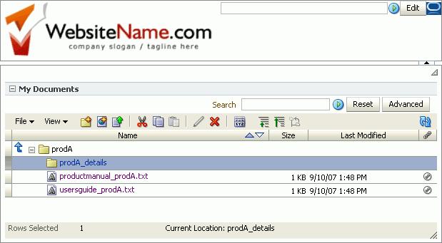Step 4: Browse Documents at Runtime Figure 4 22 proda_details Folder in the Document Library at Runtime 6.