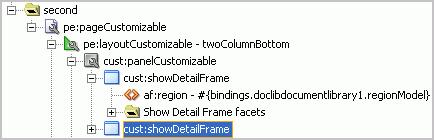Figure 4 26 Panel Customizable Containing the Show Detail Frame Note: As previously mentioned, you can use the pushpin in the Structure window to freeze the current view.