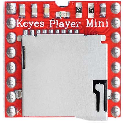 Keyes Player Mini MP3 Module (Red & Environmental-protection) 1. Introduction It is an affordable small MP3 module that can directly be connected to the speaker.