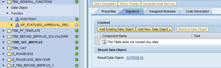 Signature Context/Inputs and Result Data Object/output including the data types to be used): Mouse right