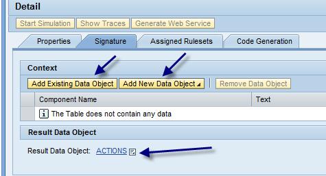 Now for the Context (e.g. Input parameters) you can Add new Data Objects or if you already have created them just add them up.