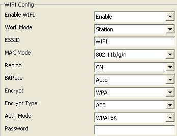 Figure 2.6 click AP, automatically fill information The interface of WIFI Config as figure 2.