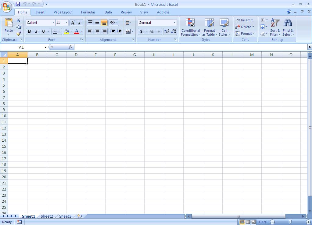 Exploring the Excel Screen The Excel screen is a combination of features standard to all Windows applications and those specific to Excel 2007.