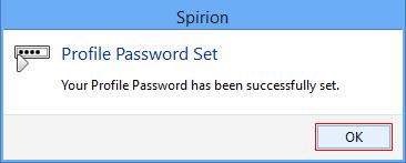 4. A Spirion Profile Password Set window