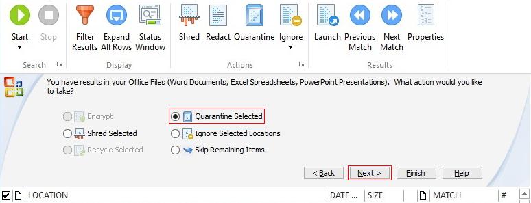 Folders 1. Second, folders are evaluated. If PII is found in folders, you have an additional option to Quarantine Selected.