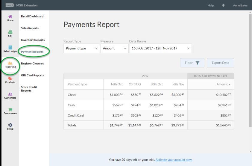 RUN SALES PAYMENTS REPORT (Desktop): PLEASE RUN REPORTS FROM THE DESKTOP APPLICATION, AS YOU WILL NEED TO PRINT THE REPORTS.