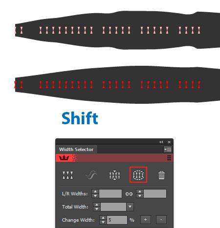 5% Panel: Shift (on Smooth Widths button) Increases