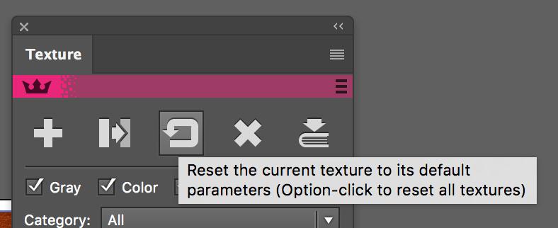 current texture button enables you to reset all textures.