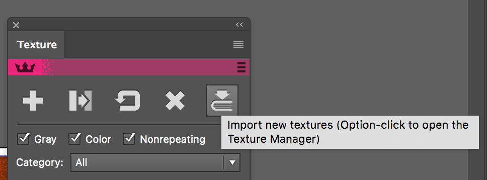 button enables you to open the Texture Manager Holding