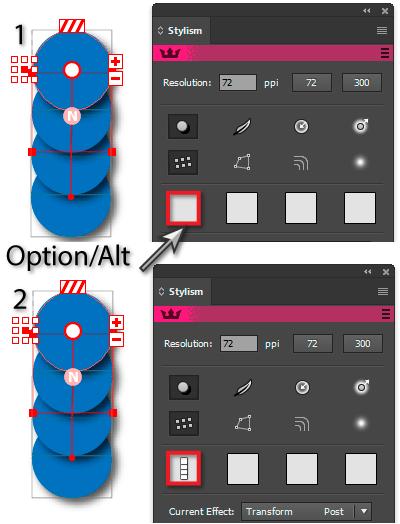 art object selected Option/Alt will set the default parameter