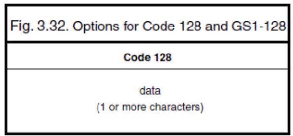 3.3.11. Options for Code 128 and GS1-128 Code 128: Code 128 is a variable length symbology with a mandatory check digit and non-printable start/stop characters.