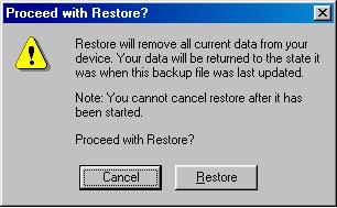 g. Click Restore. Restore will proceed. h. Click OK when restore is