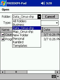 To activate them, tap File to bring up the options list: 1) Data Source identifies the database to be used.