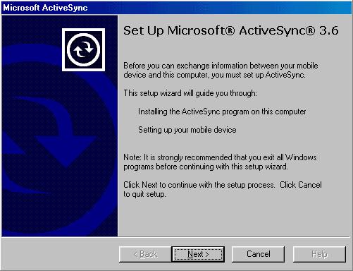 Microsoft Active Sync is installed on the
