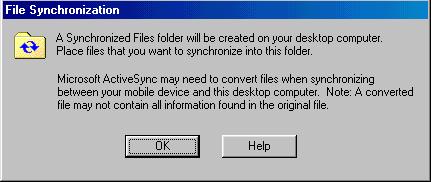 7) Click OK at the File Synchronization