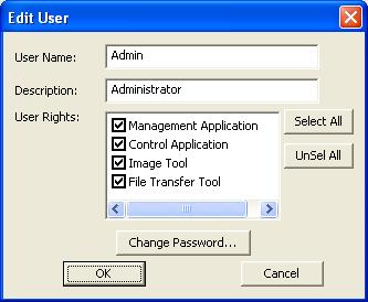 It defines the accessibility for the application software by each user account. The user can use allocation only marked application software. Select All --- Select all application software.