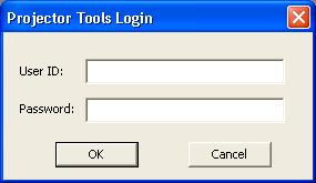 Enter the username and password that is created by Projector User Administration
