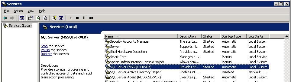 VCM Backup and Disaster Recovery Guide Procedure 1. Click Start and select Administrative Tools > Services. 2.