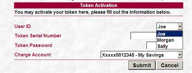 Token Activation The Token Activation screen will allow a Cash Management customer to activate a token for their users.