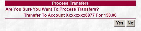 Transfers that have been processed will appear in the Pending Transfers section of this screen.
