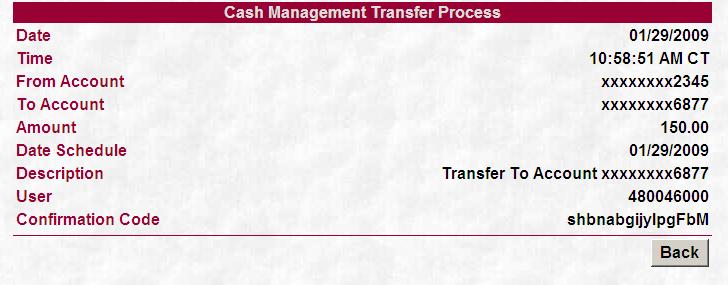 1-70 If they chose [Yes] they will get a confirmation screen that will show the details of the transfer.