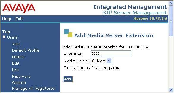 2. Media Server Extension After a confirmation screen (not shown), the following screen appears.