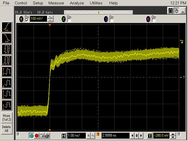 Figure 4 Bad Connection Running the Probe Calibration and Deskew 1 On the Infiniium oscilloscope in the Setup menu, select the channel connected to the probe.