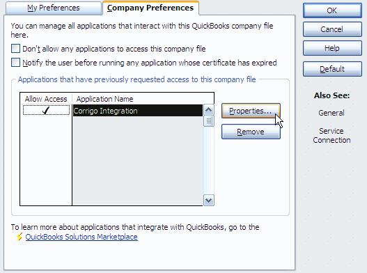 Note: While running the integration client, if you receive the message: Application doesn t have access to QuickBooks personal data.