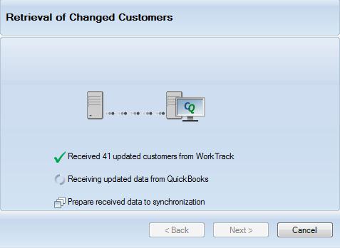 Customer Synchronization Figure 30: Corrigo Integration Client synchronization wizard as it transfers data between systems The Retrieval of Changed Customers screen will show how many updated